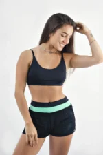 SHORTS CAMPECHE PRETO E VERDE AGUA