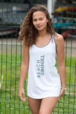 VESTIDO CARAÍVA BRANCO E CINZA