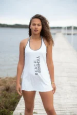 VESTIDO CARAÍVA BRANCO E CINZA