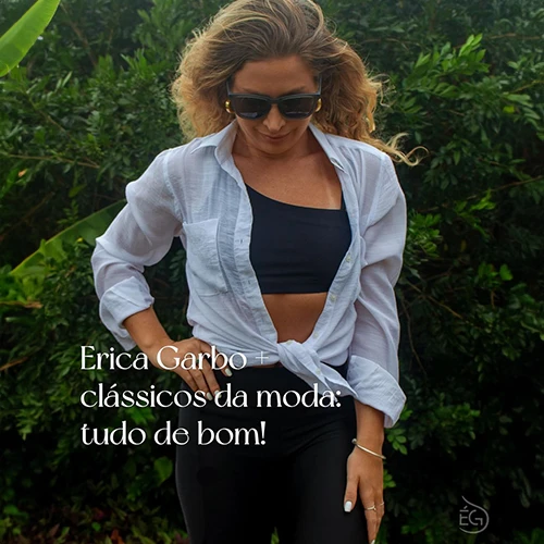 Mulher usando conjunto da coleção Acvtive da Erica Garbo