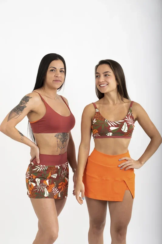 TOP DUPLA FACE GUARUJÁ ESTAMPA FLORAL E TERRACOTA - TONS DA NATUREZA