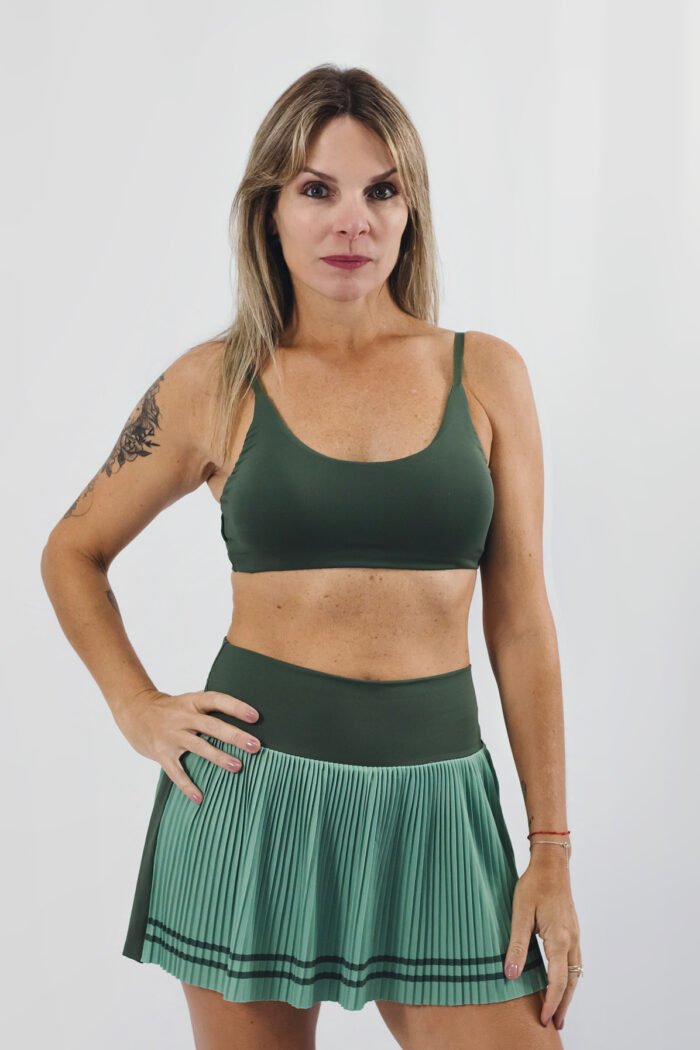 SAIA PLISSADA CANNES VERDE CLARO E MILITAR - Imagem 1