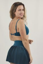 SAIA PLISSADA MARSELHA AZUL PETRÓLEO