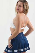 SAIA PLISSADA CANNES MARINHO E BRANCO - Imagem 4