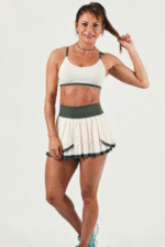 SAIA PLISSADA CANNES OFF WHITE E VERDE MILITAR - Imagem 2