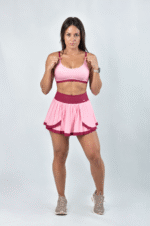 SAIA PLISSADA CANNES ROSA E BORDÔ - Imagem 2